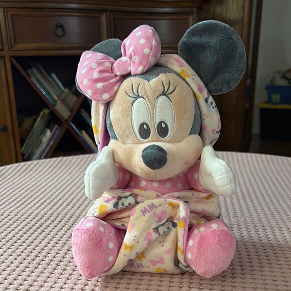 NWOT DISNEY Baby Minnie Mouse 10” Plush in Swaddle - Picture 1 of 5